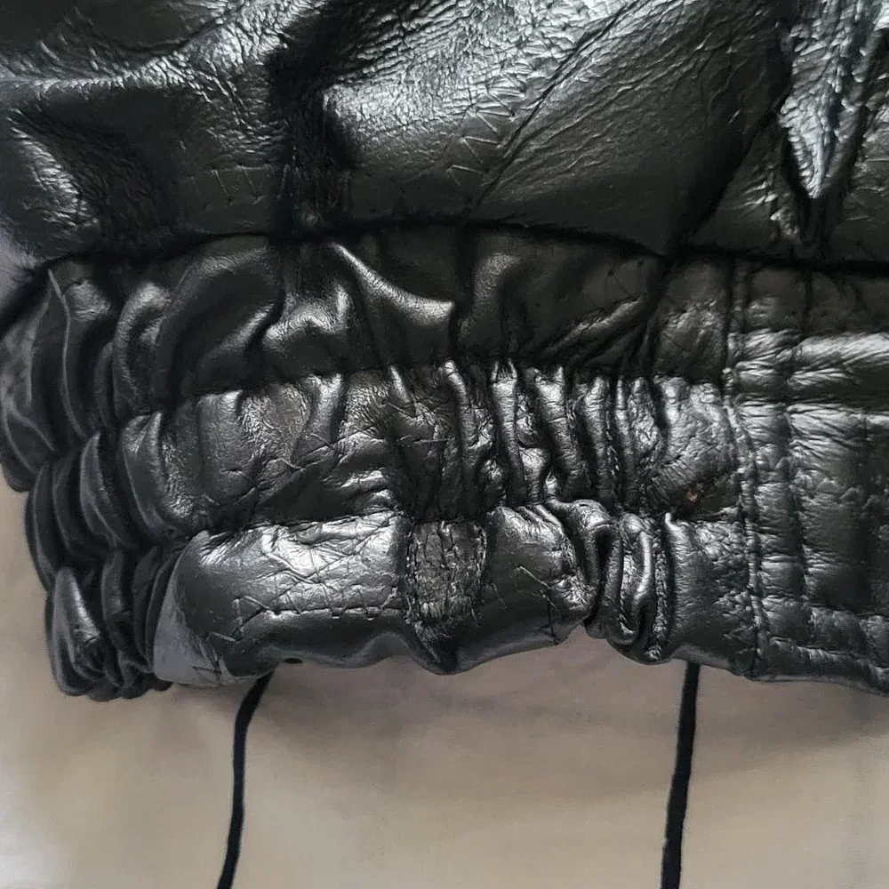 Napoline Leather Outfitters men's genuine black leather bomber jacket large NWOT - Picture 2 of 7